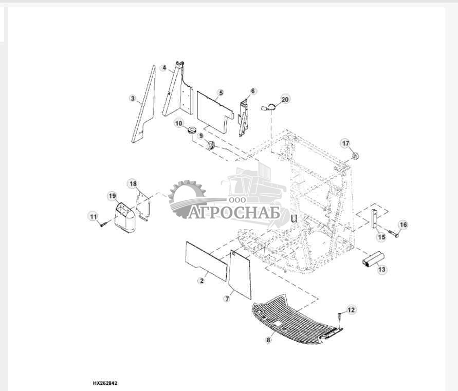 Панели салона кабины, уплотнения и напольный коврик 